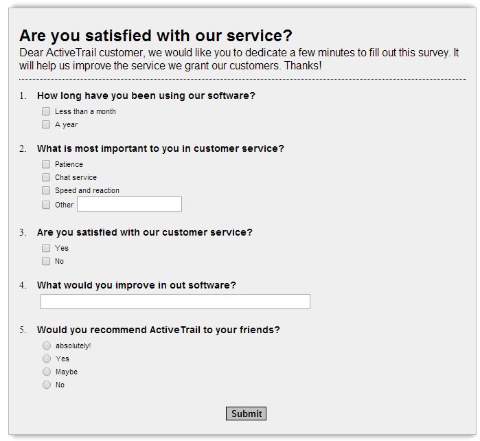 An example of an online survey