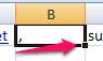 excel comma
