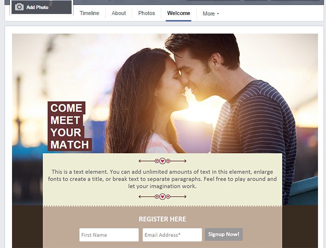 landing pages in facebook